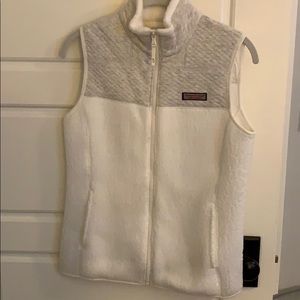 Vineyard Vines Gray and Cream Sherpa Vest - XXS